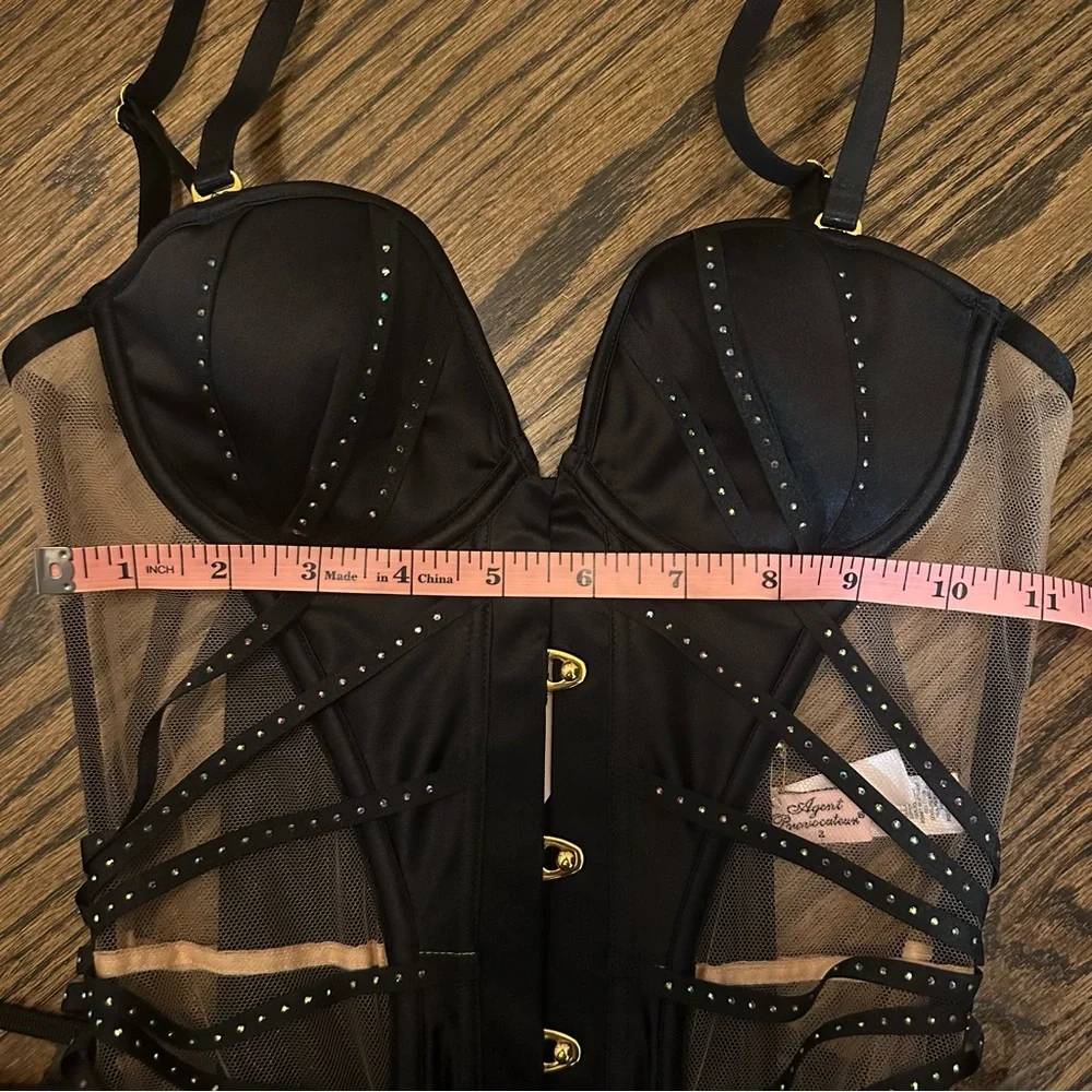 Agent Provocateur Rubi corset size 2 small Swarovski crystals black nude - Picture 16 of 17